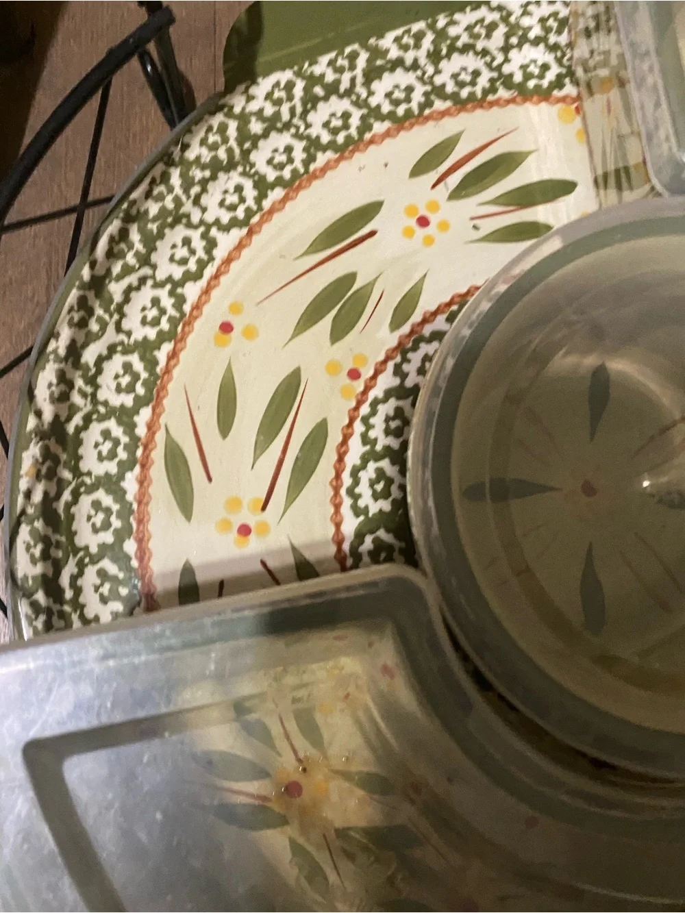 14 Pc TEMP-TATIONS Old World Green By Tara Serving Set Dream! With Lids & Basket